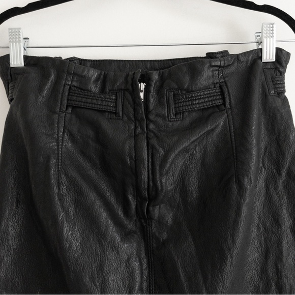 Free People Black Vegan Leather Belted Mini Skirt - Picture 10 of 12